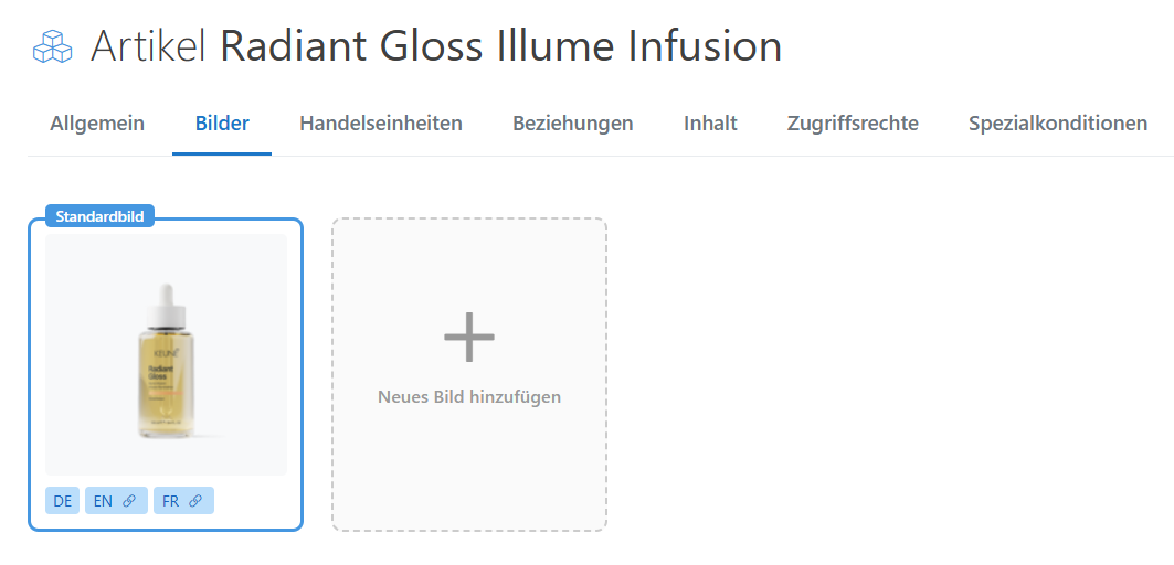 Bildverwaltung für Produktbilder, Variantenbilder und Kategoriebilder im Admin-Tool
