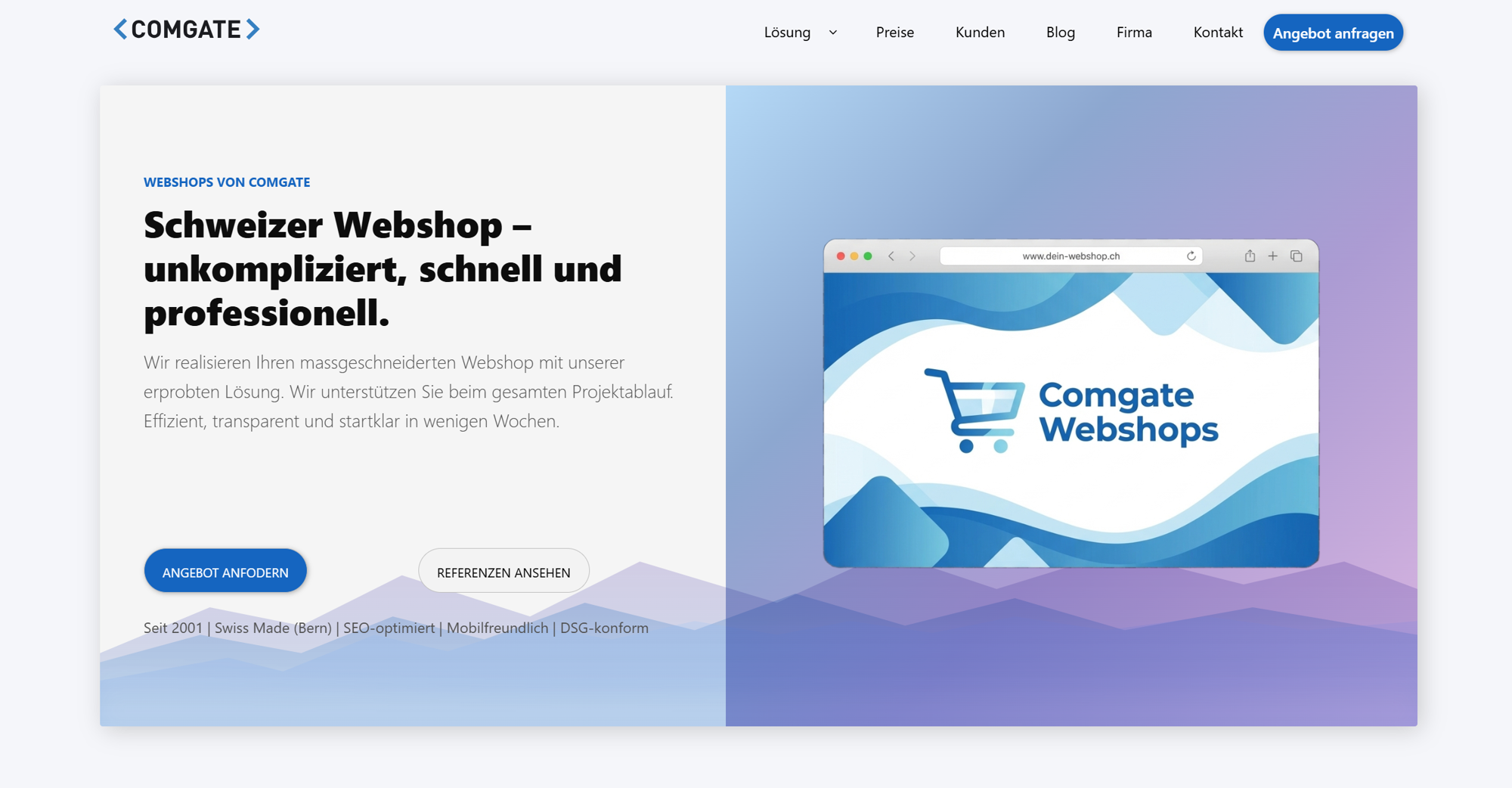 Neue Comgate Webshop-Website mit überarbeitetem Auftritt und klarer Struktur