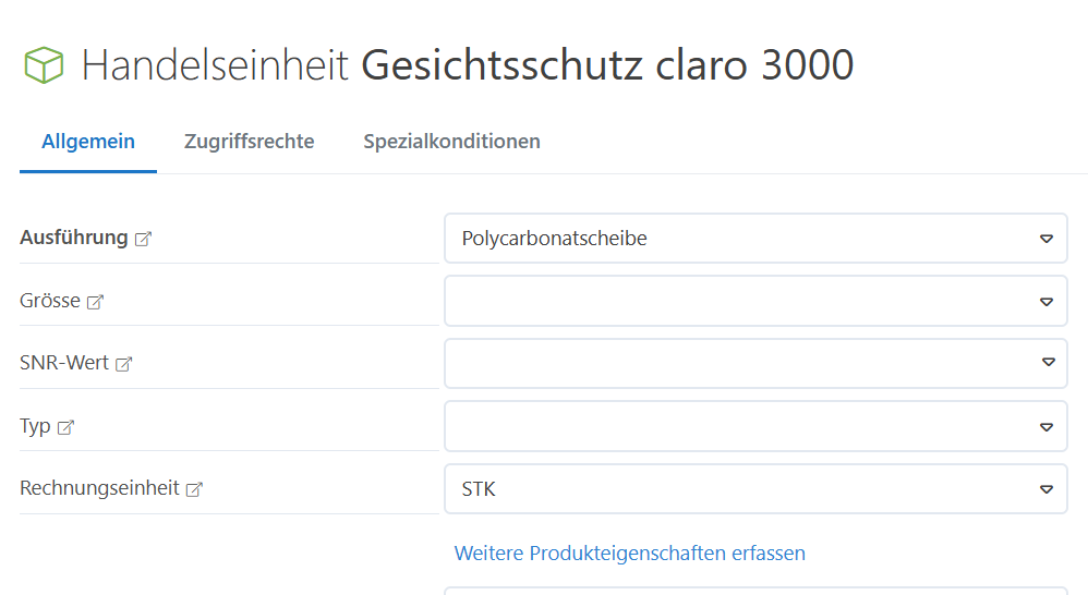 Produkteigenschaften und technische Merkmale im Webshop-Admin pflegen