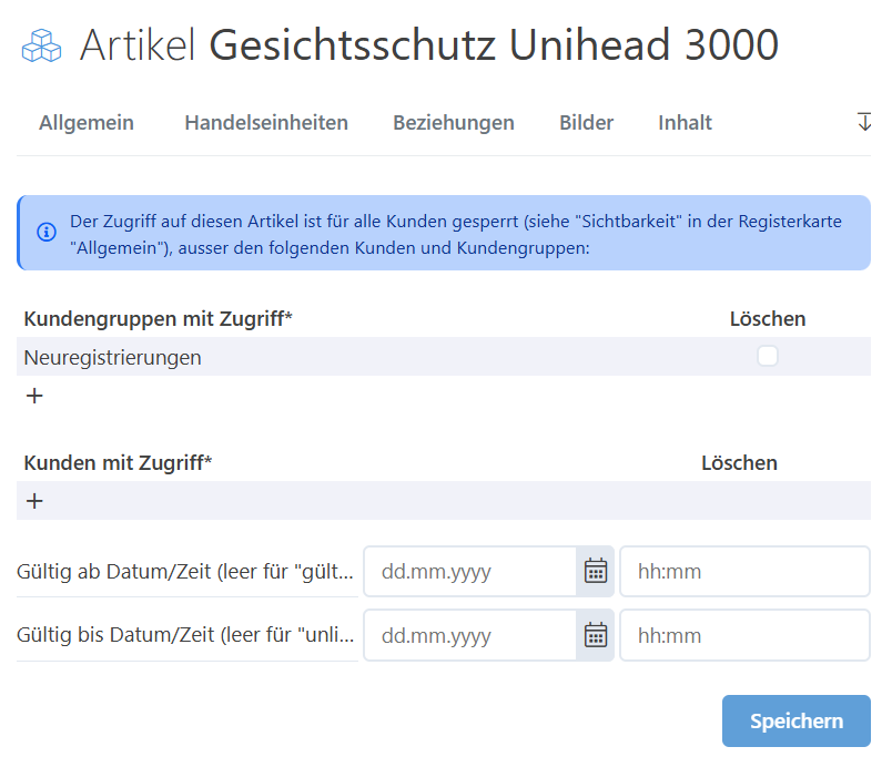 Produktsichtbarkeit für Kunden, Kundengruppen und Zeiträume steuern